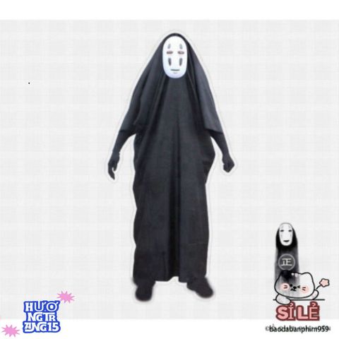 Áo Choàng Đen và Mặt Nạ Vô Diện VBJ80 - Bộ Hóa Trang Halloween Dành Cho Trẻ Em và Người Lớn - Chất Liệu Cao Cấp, Thoải Mái