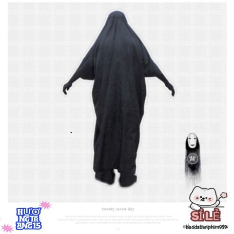 Áo Choàng Đen và Mặt Nạ Vô Diện VBJ80 - Bộ Hóa Trang Halloween Dành Cho Trẻ Em và Người Lớn - Chất Liệu Cao Cấp, Thoải Mái