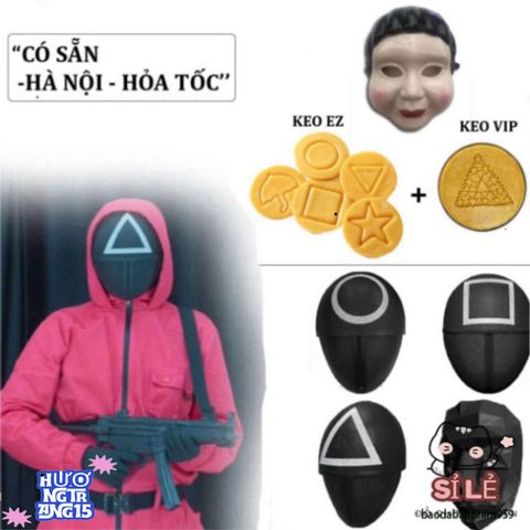 Mặt Nạ Cosplay Lính Squid Game - Phụ Kiện Hóa Trang Halloween Sáng Tạo Cho Fan Trò Chơi Con Mực
