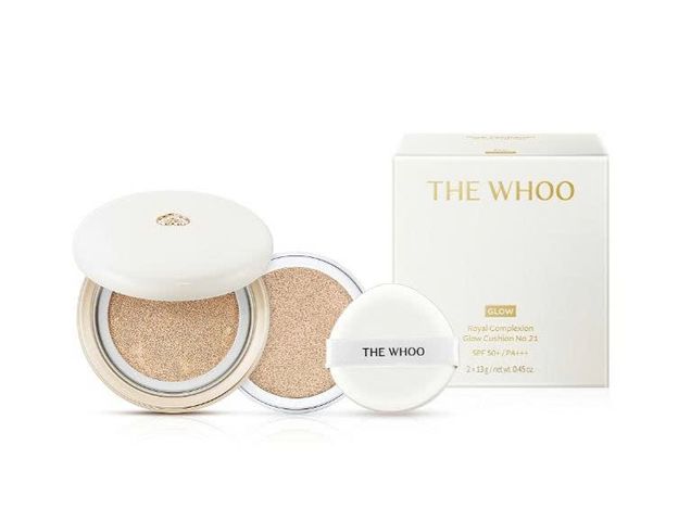 Set Phấn Nước Căng Bóng The Whoo Royal Complexion Glow Cushion Tone 21 - Chống Nắng SPF50+/PA+++, Dưỡng Ẩm, Che Phủ Hoàn Hảo