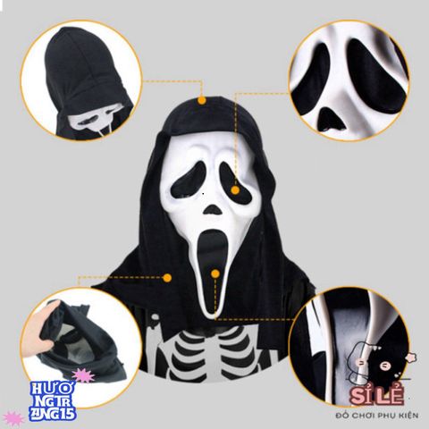 Mặt nạ Ghostface Halloween - Đồ trang trí tiệc ma quái, tạo không khí rùng rợn và hài hước, chất liệu an toàn, phù hợp cho mọi dịp hóa trang
