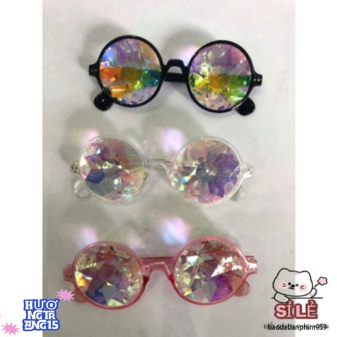 Kính Vạn Hoa Thời Trang Cho Nam Nữ - Gọng Trong Suốt, Tròng Màu Cầu Vồng, Phụ Kiện Dự Tiệc Hấp Dẫn