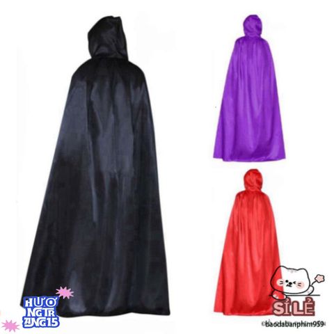Áo Choàng Halloween Phù Thủy Grim Reaper - Đen, Tím, Đỏ, Sợi Polyester Cao Cấp, Dành Cho Người Lớn & Trẻ Nhỏ