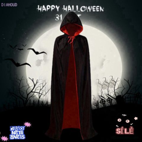 Áo choàng Halloween Đen Đỏ Phù Thủy Hai Mặt - Thời Trang Hóa Trang Cho Người Lớn, Giúp Bạn Nổi Bật Trong Mùa Lễ Hội