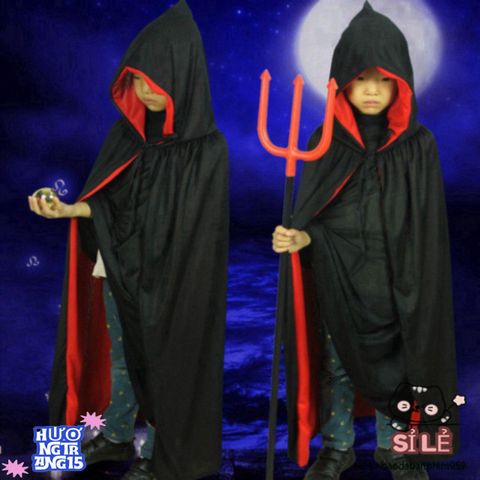 Áo choàng Halloween Đen Đỏ Phù Thủy Hai Mặt - Thời Trang Hóa Trang Cho Người Lớn, Giúp Bạn Nổi Bật Trong Mùa Lễ Hội