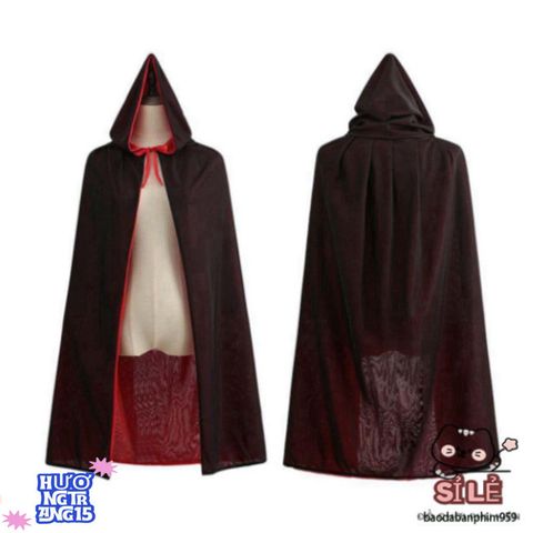Áo choàng Halloween Đen Đỏ Phù Thủy Hai Mặt - Thời Trang Hóa Trang Cho Người Lớn, Giúp Bạn Nổi Bật Trong Mùa Lễ Hội