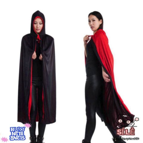 Áo choàng Halloween Đen Đỏ Phù Thủy Hai Mặt - Thời Trang Hóa Trang Cho Người Lớn, Giúp Bạn Nổi Bật Trong Mùa Lễ Hội