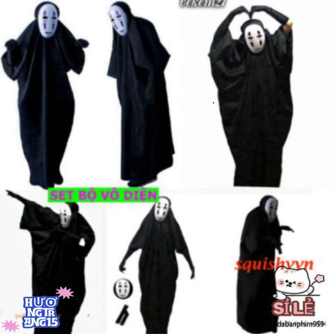 Bộ Trang Phục Hóa Trang Vô Diện Kaonashi từ Spirited Away - Áo Choàng và Mặt Nạ Cho Trẻ Em và Người Lớn, Độc Đáo Cho Cosplay và Tiệc Tùng