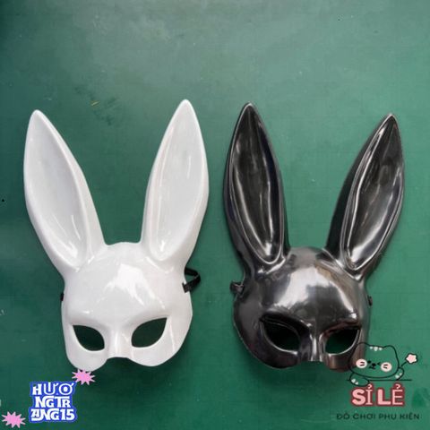 Mặt Nạ Tai Dài Bunny Đen Trắng - Phụ Kiện Hóa Trang Độc Đáo Halloween Cho Trẻ Em Và Người Lớn, Giao Hàng Nhanh