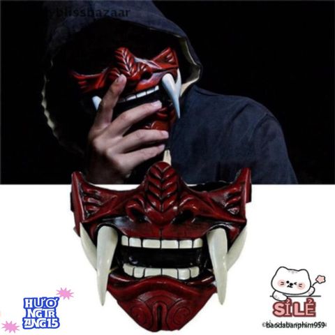 Mặt Nạ 3D Samurai Oni Nhật Bản - Đạo Cụ Halloween Hóa Trang Kinh Dị - Phụ Kiện Cosplay Độc Đáo, An Toàn, Thoải Mái