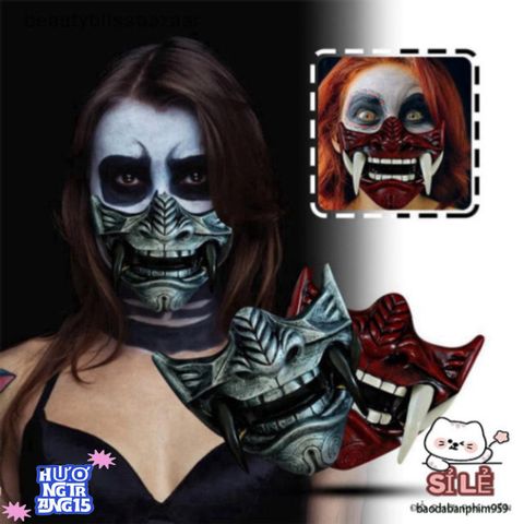 Mặt Nạ 3D Samurai Oni Nhật Bản - Đạo Cụ Halloween Hóa Trang Kinh Dị - Phụ Kiện Cosplay Độc Đáo, An Toàn, Thoải Mái
