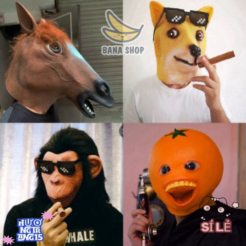 Mặt Nạ Hóa Trang Halloween Độc Đáo - Đầu Trâu, Ngựa, Khỉ, Chó Silicon Cao Su - Dùng Cho Tiệc, Sự Kiện Nghệ Thuật, Hoạt Động Ngoài Trời