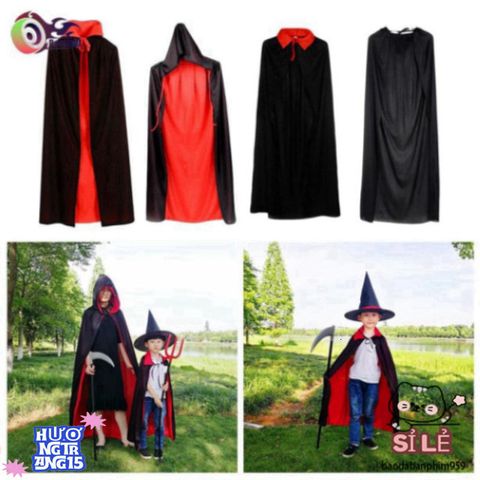 Áo choàng Halloween Gothic 150cm - Trang phục hóa trang cho trẻ em, phong cách bí ẩn và quyến rũ, hoàn hảo cho bữa tiệc hóa trang.