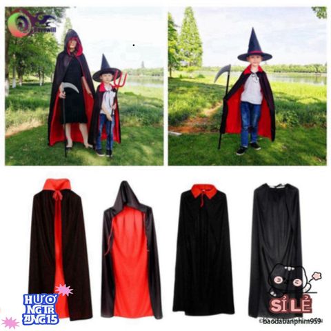 Áo choàng Halloween Gothic 150cm - Trang phục hóa trang cho trẻ em, phong cách bí ẩn và quyến rũ, hoàn hảo cho bữa tiệc hóa trang.