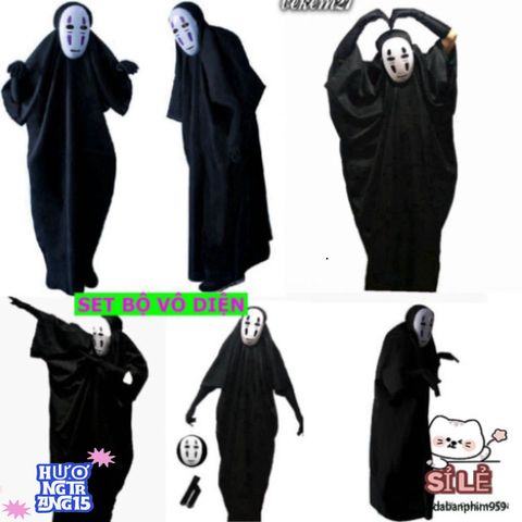 Bộ Hóa Trang Vô Diện Cho Trẻ Em và Người Lớn - Áo Choàng Đen & Mặt Nạ Cosplay Thú Vị Cho Tiệc Hóa Trang, Sự Kiện Giải Trí