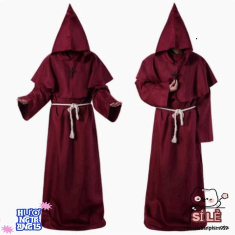 Áo Choàng Tử Thần Đen Đỏ Halloween - Trang Phục Phù Thủy Đáng Sợ Cho Mùa Lễ Hội - Size Trẻ Em & Người Lớn