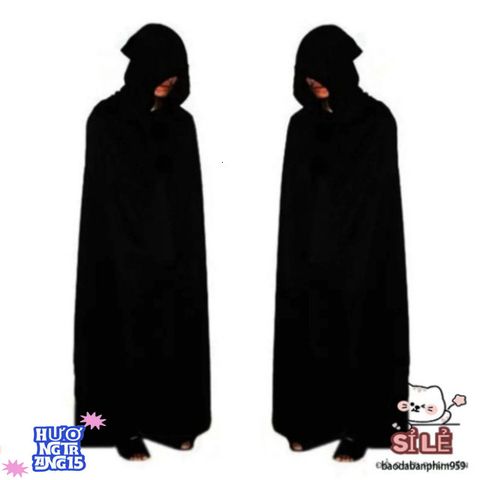 Áo Choàng Tử Thần Đen Đỏ Halloween - Trang Phục Phù Thủy Đáng Sợ Cho Mùa Lễ Hội - Size Trẻ Em & Người Lớn