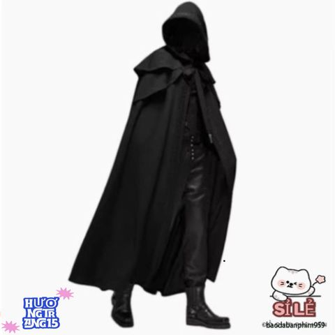 Áo Choàng Tử Thần Đen Đỏ Halloween - Trang Phục Phù Thủy Đáng Sợ Cho Mùa Lễ Hội - Size Trẻ Em & Người Lớn