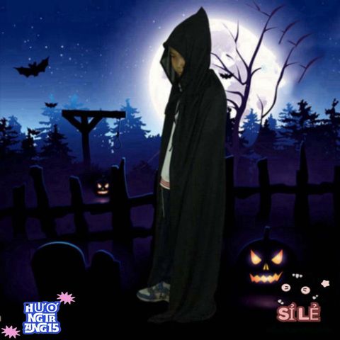 Áo Choàng Phù Thủy Hai Lớp RGFV - Trang Phục Halloween Độc Đáo Cho Người Lớn, Thời Trang Cosplay Hóa Trang, Màu Đen & Đỏ