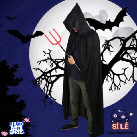 Áo Choàng Phù Thủy Hai Lớp RGFV - Trang Phục Halloween Độc Đáo Cho Người Lớn, Thời Trang Cosplay Hóa Trang, Màu Đen & Đỏ