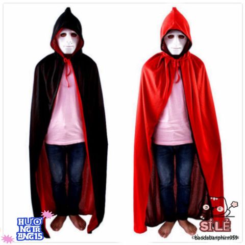 Áo Choàng Phù Thủy Ma Cà Rồng 2 Màu - Áo Choàng Halloween Chất Liệu Thun Bền, Phong Cách Huyền Bí Dành Cho Tất Cả Các Độ Tuổi
