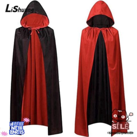 Áo Choàng Halloween Đen Đỏ LISHUANG 59 inch - Đạo Cụ Cosplay Bí Ẩn Cho Tiệc Hóa Trang Kinh Dị