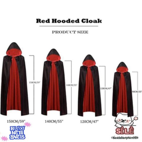 Áo Choàng Halloween Đen Đỏ LISHUANG 59 inch - Đạo Cụ Cosplay Bí Ẩn Cho Tiệc Hóa Trang Kinh Dị
