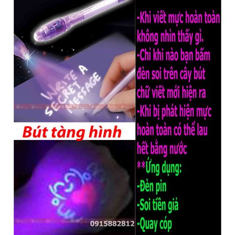 Bút Tàng Hình Có Đèn LED UV - Ghi Chú Bí Mật, Viết Thư Tình Lãng Mạn, Hỗ Trợ Soi Tiền Giả, Quà Tặng Độc Đáo