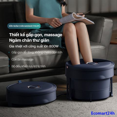 Bồn Ngâm Chân Massage Philips PPM6501 - Thiết Kế Gấp Gọn, Massage Thủy Lực 360 Độ, Gia Nhiệt 800W, Thư Giãn Hiệu Quả Tại Nhà