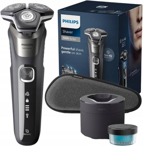 Máy Cạo Râu Philips S5887/50 Series 5000 - Công Nghệ SkinIQ, 45 Lưỡi Dao SteelPrecision, Cạo Râu Khô và ướt, Pin Li-Ion 60 Phút