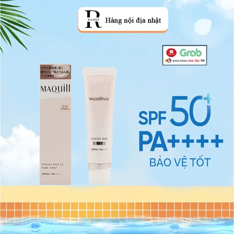 Kem lót trang điểm MAQuill Essence Base EX Pure Ivory SPF50+ PA++++ - Dưỡng ẩm, tạo nền sáng mịn, chống nắng cao, mọi loại da