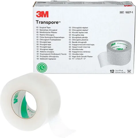 Băng keo y tế trong suốt 3M Transpore 1527 - 2,5cm x 9,1m, dính chắc, an toàn cho da, tiện lợi cho chăm sóc sức khỏe, không gây kích ứng