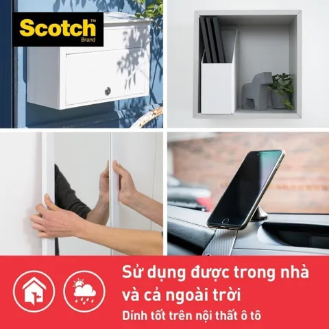 Băng dính hai mặt siêu chịu lực 3M SCOTCH 414-S19, chịu tải 6,7 Kg/m, sử dụng trong nhà và ngoài trời, chất lượng cao, xuất xứ Thái Lan