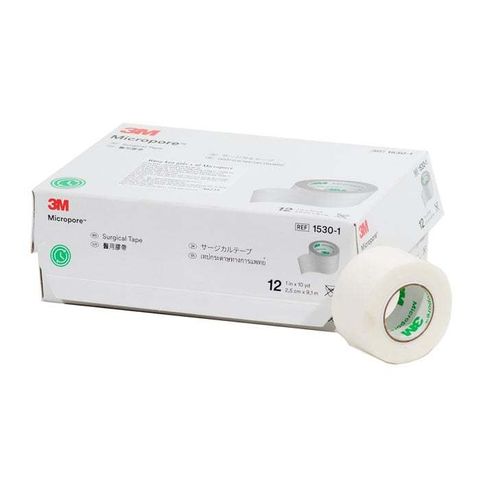 Combo 5 Cuộn Băng Keo Giấy Y Tế 3M Micropore 1530-1 - Êm Da, Siêu Dính An Toàn Cho Mọi Loại Da, Kích Thước 2,5cm x 9,1m