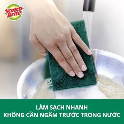 Miếng rửa chén 3M Scotch-Brite™ Tough Clean, 70 x 100mm - Siêu sạch, công nghệ độc quyền, mạnh mẽ nhưng không xước bề mặt, 1 miếng/gói