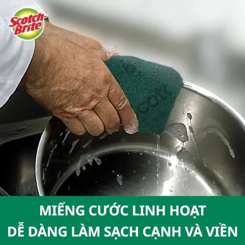 Miếng rửa chén 3M Scotch-Brite™ Tough Clean, 70 x 100mm - Siêu sạch, công nghệ độc quyền, mạnh mẽ nhưng không xước bề mặt, 1 miếng/gói