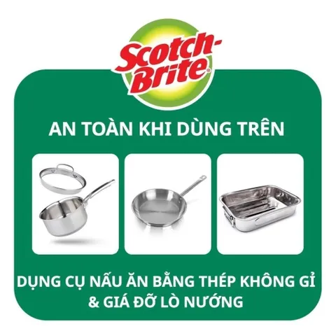 Miếng rửa chén 3M Scotch-Brite™ Tough Clean, 70 x 100mm - Siêu sạch, công nghệ độc quyền, mạnh mẽ nhưng không xước bề mặt, 1 miếng/gói