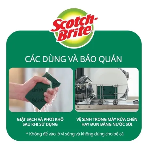 Miếng rửa chén 3M Scotch-Brite™ Tough Clean, 70 x 100mm - Siêu sạch, công nghệ độc quyền, mạnh mẽ nhưng không xước bề mặt, 1 miếng/gói