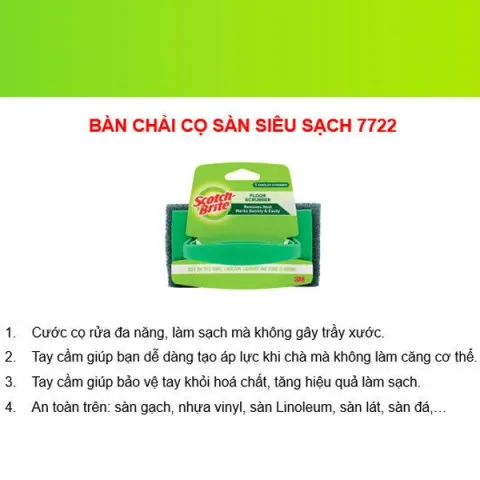Bàn Chải Chà Sàn Siêu Sạch 3M™ Scotch-Brite® 7722 - Đa Năng, Không Trầy Xước, An Toàn Cho Sàn Gạch, Sứ, Vinyl, Thái Lan