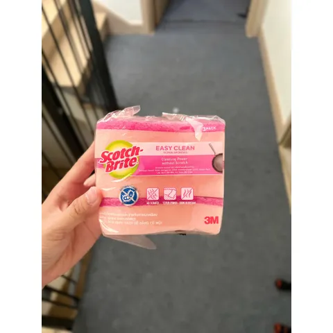Túi 3 Miếng Rửa Chén Mút Không Trầy Xước Hình Sóng Màu Hồng Scotch Brite 3M - Đồ Dùng Nhà Bếp Chất Lượng Cao