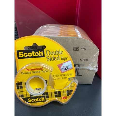Combo 3 Cuộn Băng Dính Hai Mặt 3M Scotch 137 - Dính Chắc, Sạch Sẽ, Kích Thước 12,7mm x 11,4m, Lõi Cắt Tiện Dụng cho Văn Phòng và Thủ Công