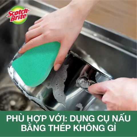 Bộ 3 túi miếng rửa chén 3M Scotch-Brite - Hạt mài siêu sạch, không bám bẩn, dễ dàng làm sạch dầu mỡ, kháng khuẩn, 2 miếng/túi
