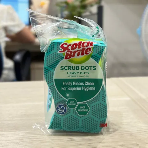 Bộ 3 túi miếng rửa chén 3M Scotch-Brite - Hạt mài siêu sạch, không bám bẩn, dễ dàng làm sạch dầu mỡ, kháng khuẩn, 2 miếng/túi
