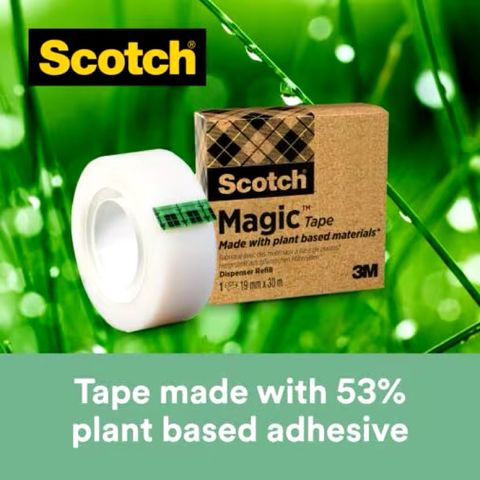 Set 3 cuộn băng dính trong suốt 3M SCOTCH 119 - Chất lượng cao, lý tưởng cho văn phòng và DIY, có thể viết được, 12,7mm x 20,3m