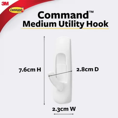 Combo10 vỉ móc dính tường 3M COMMAND™ 17001ANZ, chịu tải 1.3 kg/móc, 2 móc/vỉ, Singapore