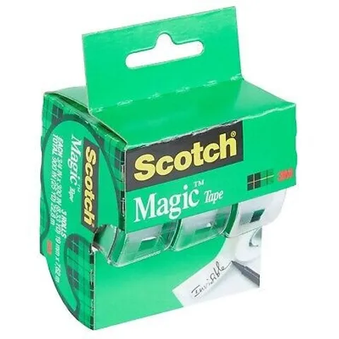 Vỉ 3 cuộn băng keo ma thuật Scotch 3M 3105, trong suốt, dễ cắt, tặng kèm máy cắt, thương hiệu Mỹ