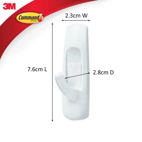 Móc dính tường 3M COMMAND™ 17001ANZ, chịu trọng tải 1.3 kg/ móc, 2 móc/vỉ, sản xuất tại Singapore
