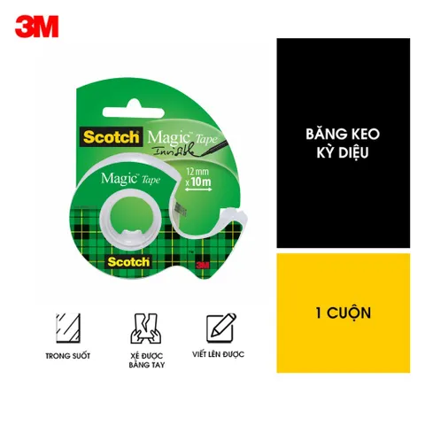 Combo 3 bịch băng dính trong suốt 3M SCOTCH MAGIC TAPE 3105 – 19mm x 7,62m, kèm lõi cắt tiện dụng