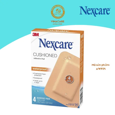 Gạc Vô Trùng Chống Thấm Nước 3M Nexcare AWP34 - Gạc Hút Dịch Mủ Cỡ Lớn, Sản Xuất Tại Mỹ, Dùng Cho Vết Thương Lớn