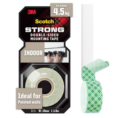Băng Dính Hai Mặt Chịu Lực 3M SCOTCH 110-S19 - Chịu Tải 4,5kg, Kích Thước 19mm x 1,5m, Sản Xuất Tại Mỹ, Dễ Dàng Sử Dụng Trong Nhà